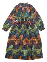 スタンドカラー長袖ギャザーワンピース/DOTRAINBOW