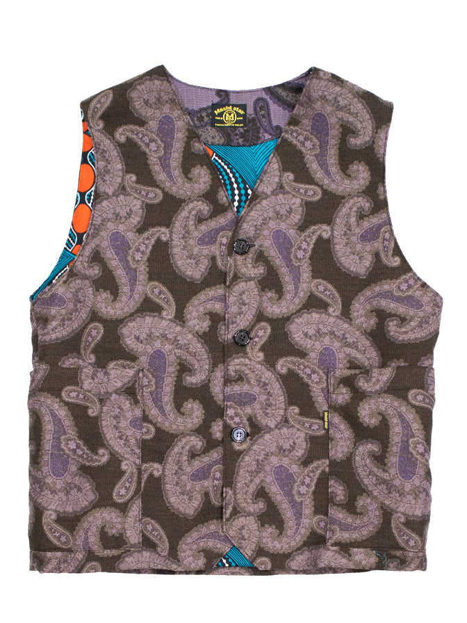 イタリア製ジャガード織VEST/BROWNPURPLE