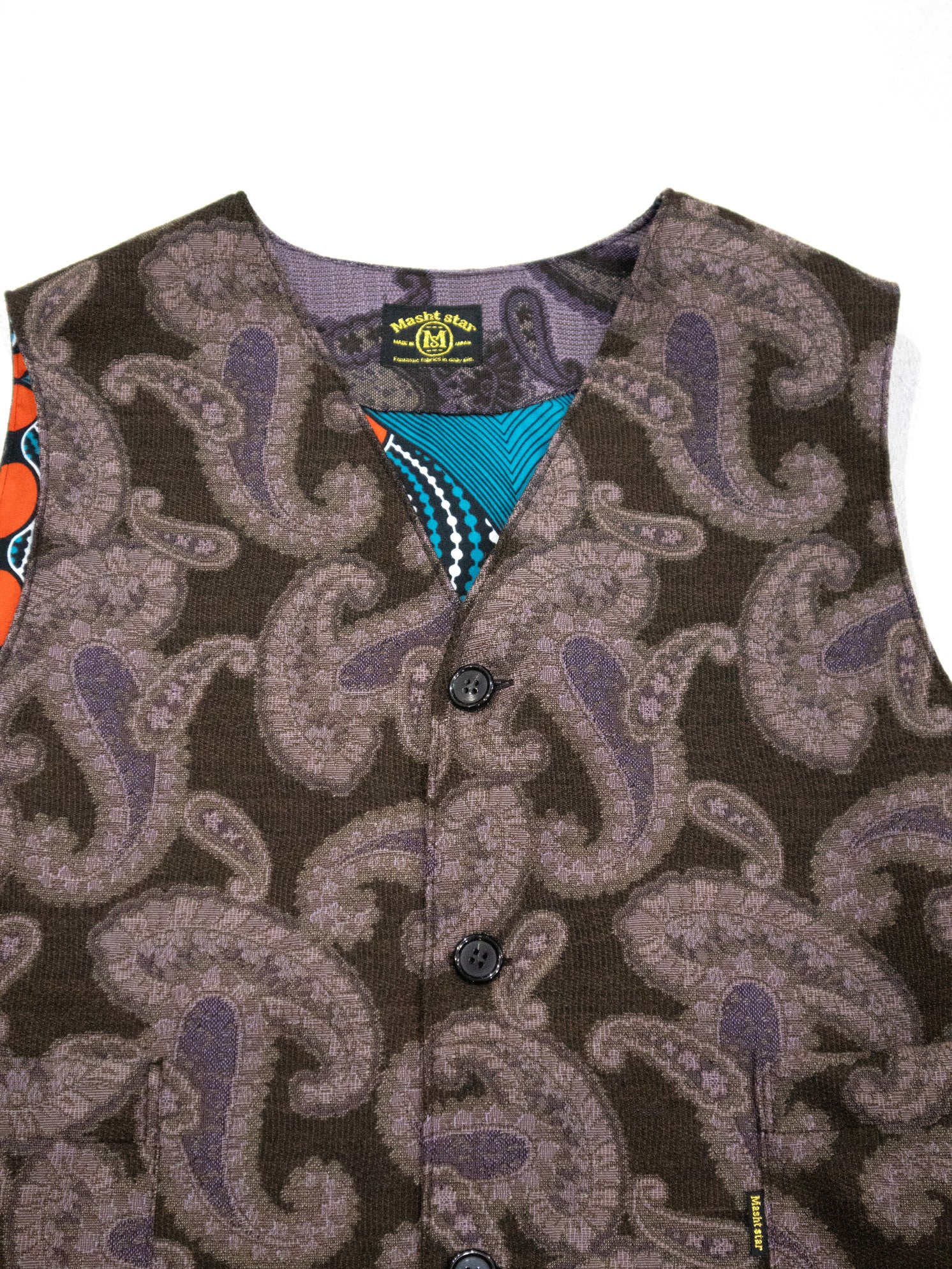 イタリア製ジャガード織VEST/BROWNPURPLE