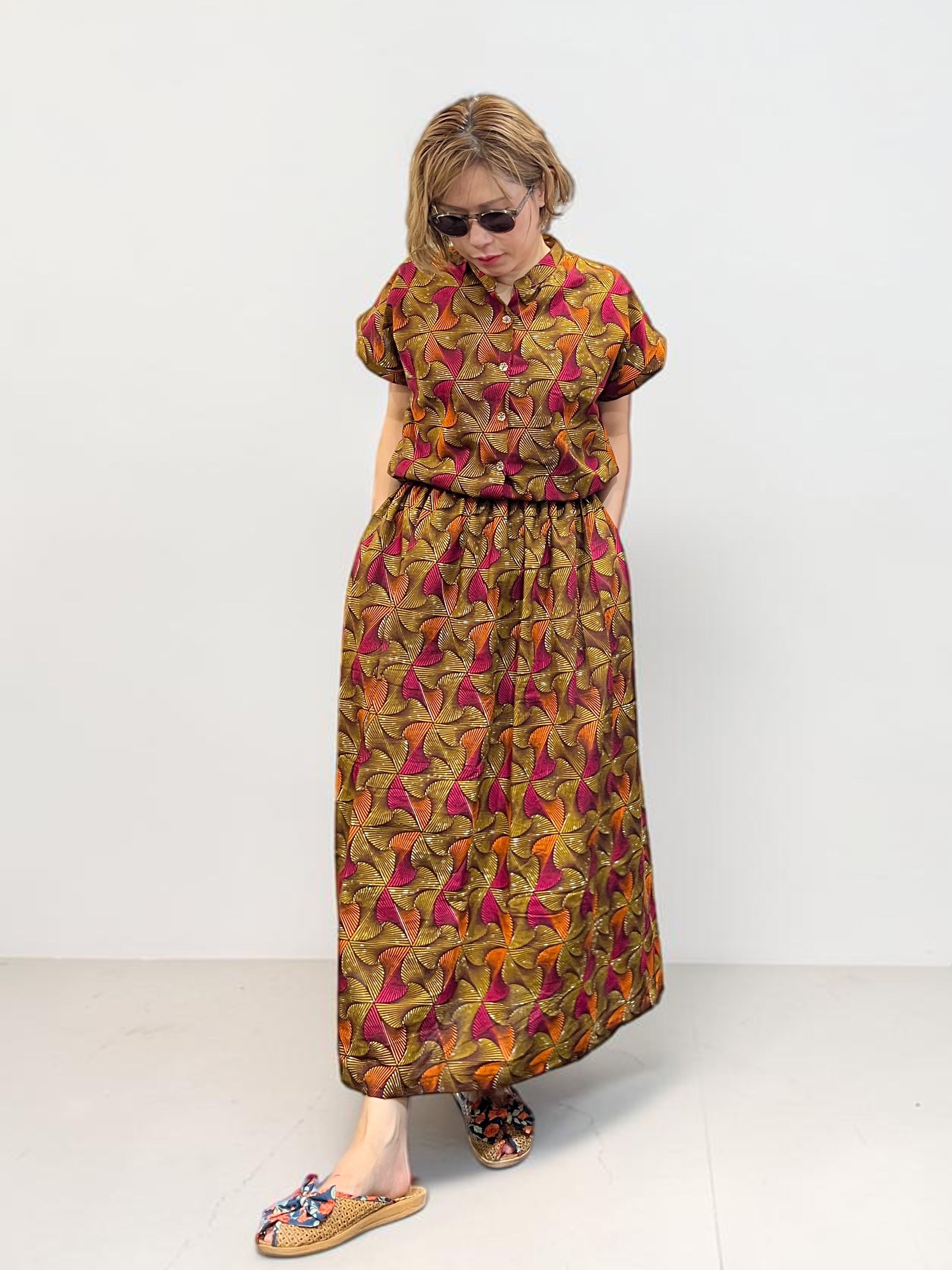 ウエストブラウジングマキシワンピース／GHPINK