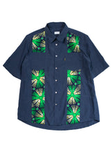 【Men's】Cubaアフリカン半袖シャツ／NAVY×GREEN