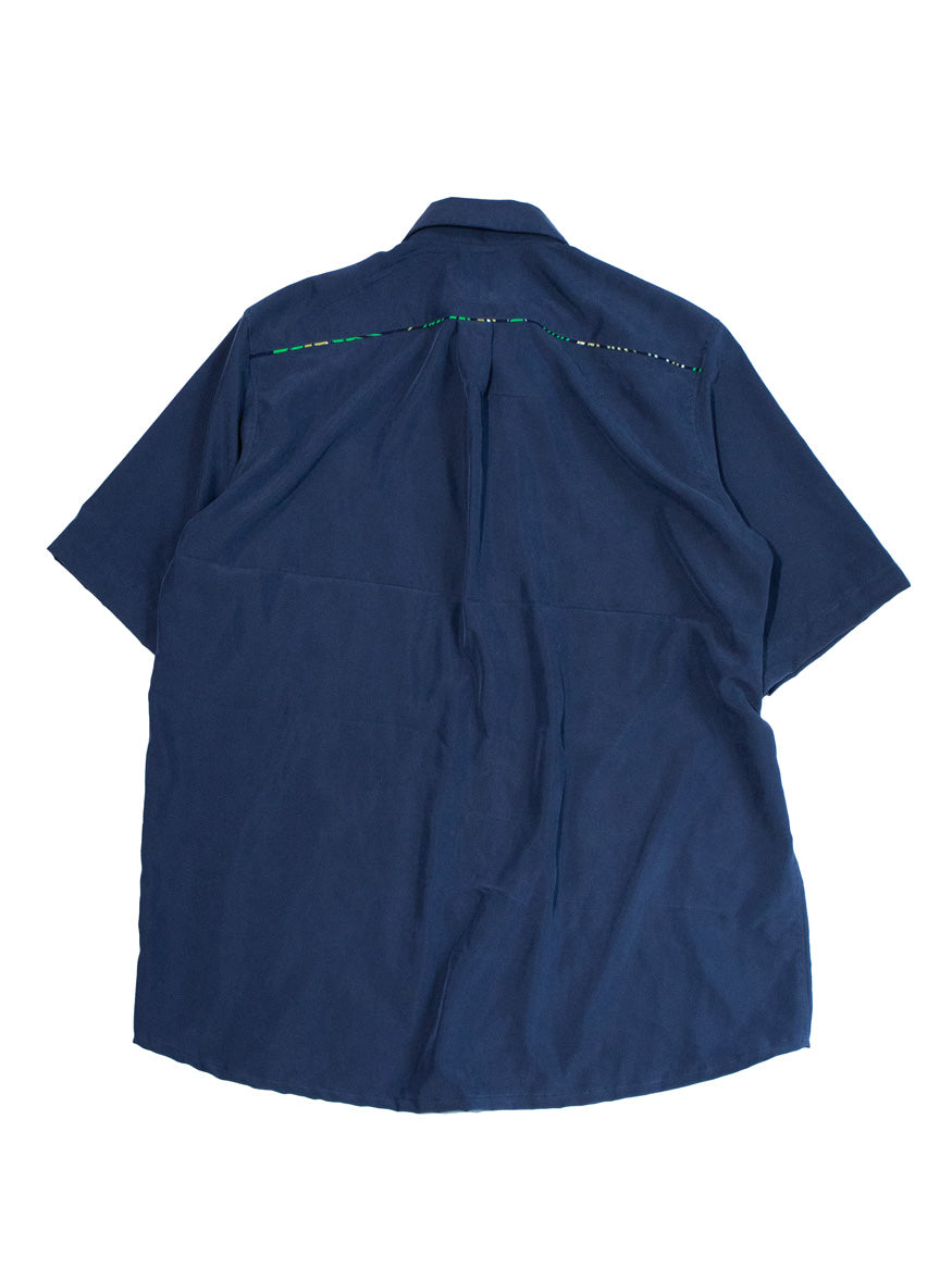 【Men's】Cubaアフリカン半袖シャツ／NAVY×GREEN