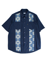 【Men's】Cubaアフリカン半袖シャツ／NAVY×BLUE