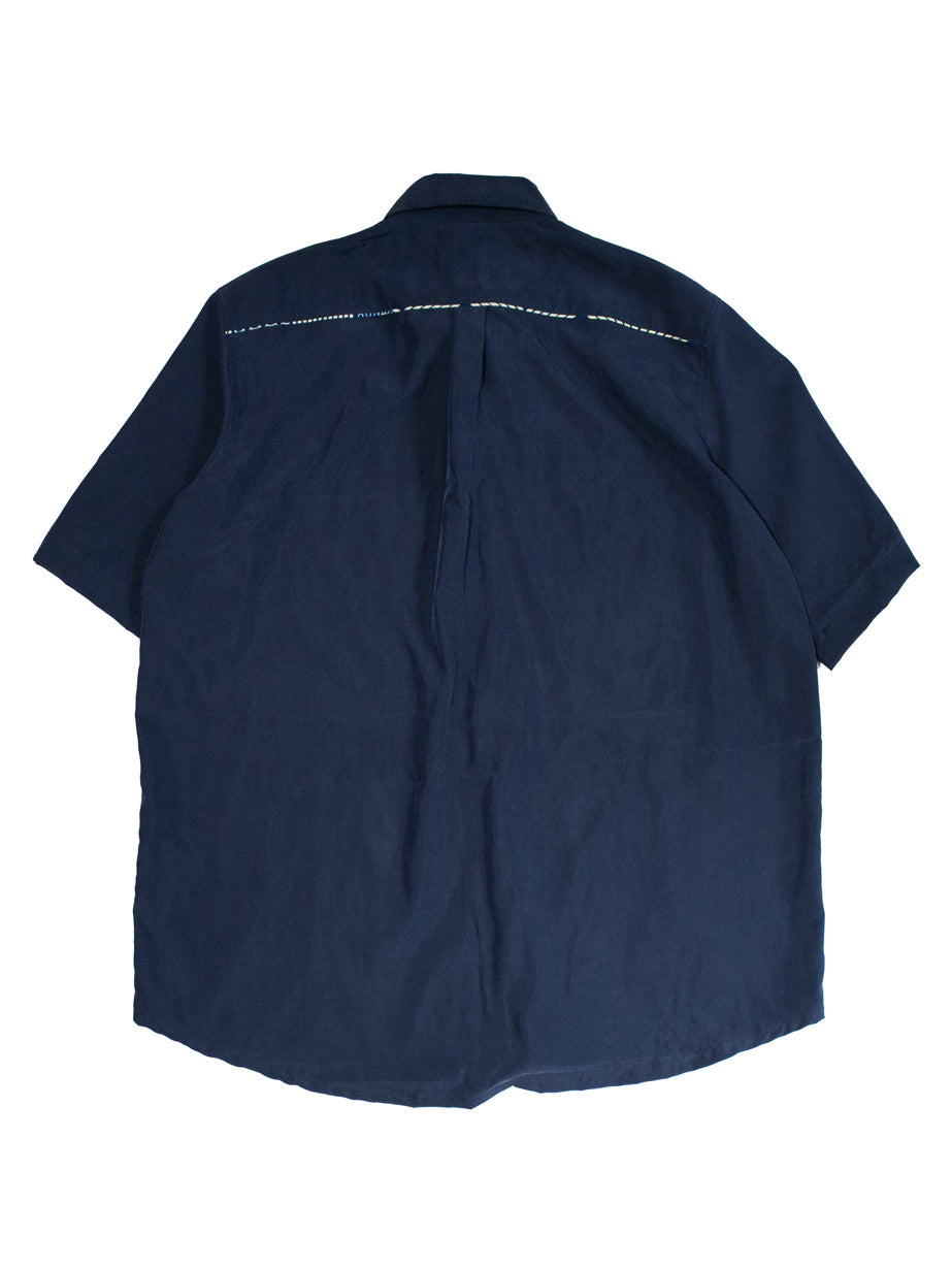 【Men's】Cubaアフリカン半袖シャツ／NAVY×BLUE