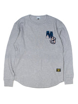 パッチワークMSサーマルロングTシャツ／GRAY・L