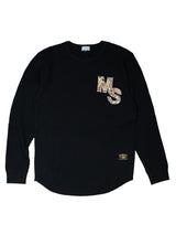 パッチワークMSサーマルロングTシャツ／BLACK.M