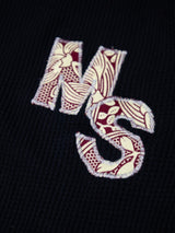 パッチワークMSサーマルロングTシャツ／BLACK.M