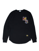 パッチワークMSサーマルロングTシャツ／BLACK.M2