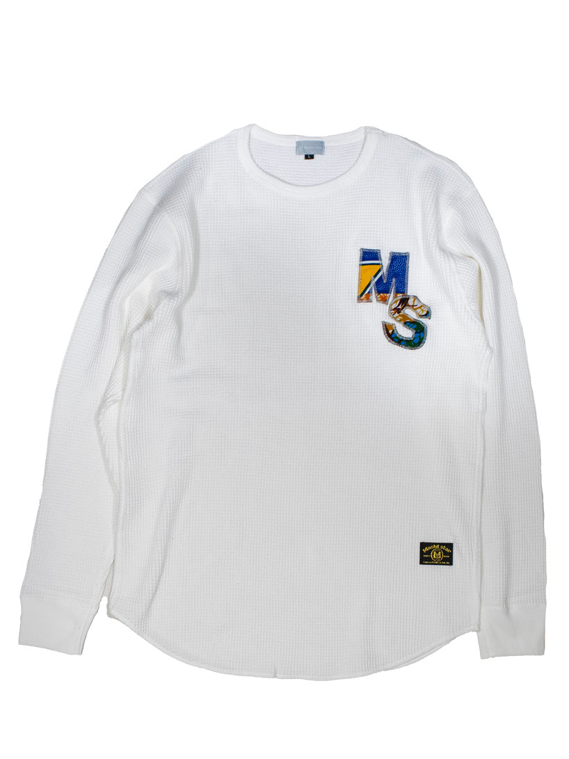 パッチワークMSサーマルロングTシャツ／WHITE.L