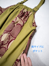 サスペンダーワンピースPATCHWORK／KAH・AZKI