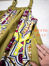 サスペンダーワンピースPATCHWORK／KAH・PINE