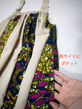 サスペンダーワンピースPATCHWORK／BEIGE・TREE