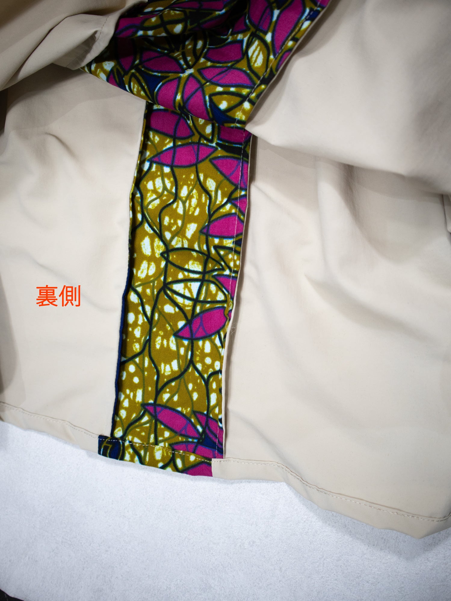 サスペンダーワンピースPATCHWORK／BEIGE・TREE