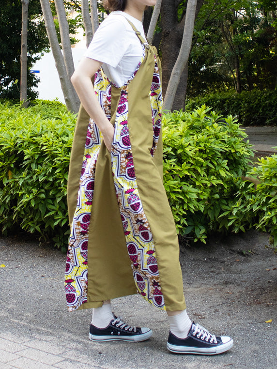サスペンダーワンピースPATCHWORK／KAH・YELLOW
