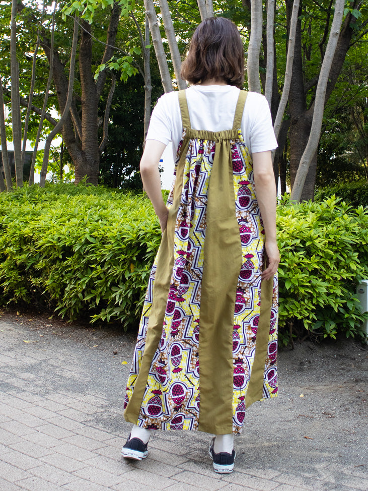 サスペンダーワンピースPATCHWORK／KAH・YELLOW