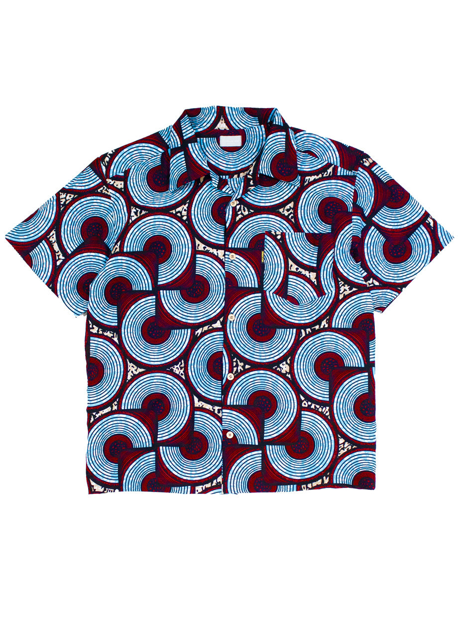【Men's】アフリカンオープンカラーシャツ／BLUE