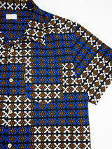 【Men's】アフリカンオープンカラーシャツ／WHITE&BLUEX