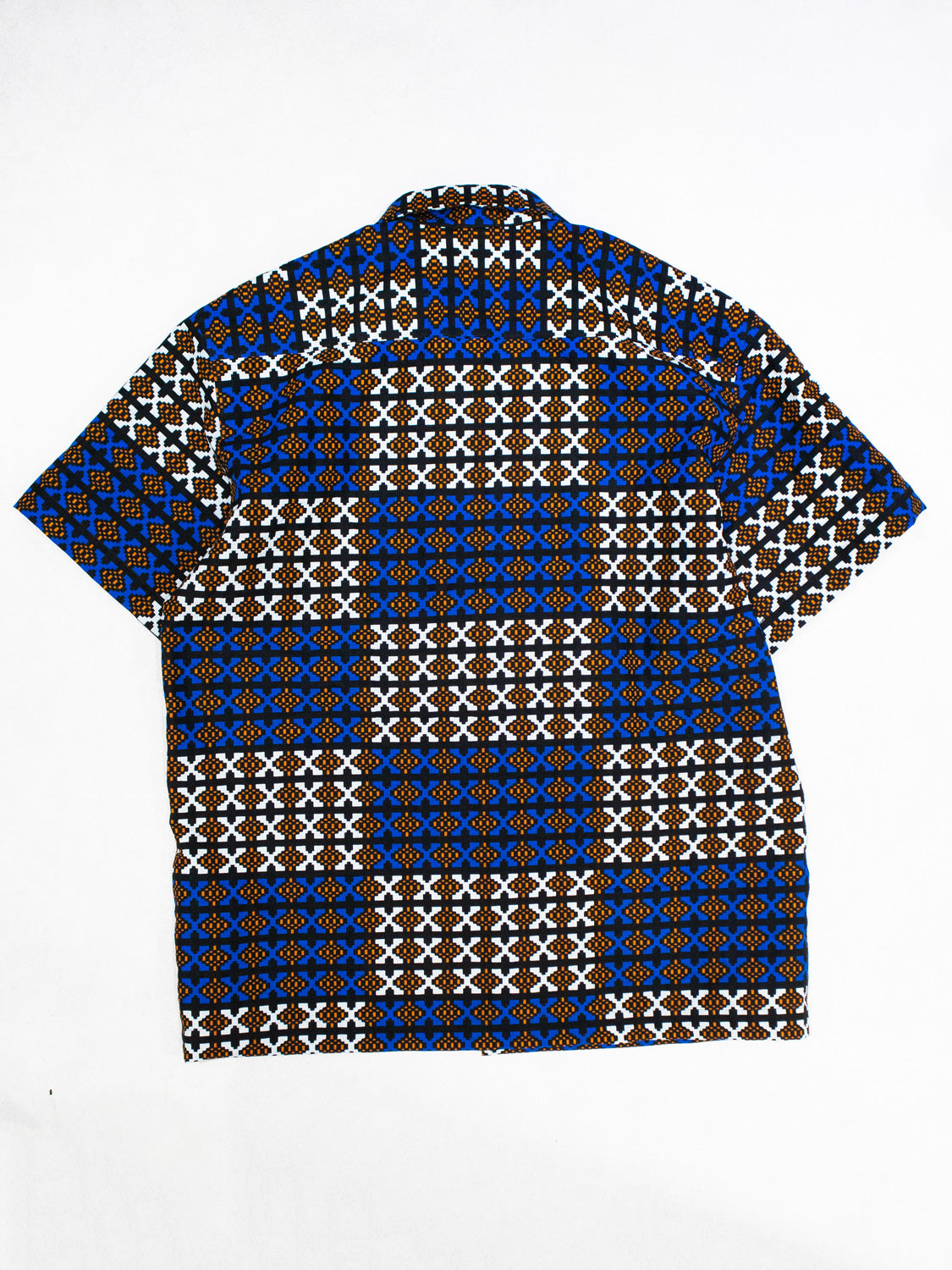 【Men's】アフリカンオープンカラーシャツ／WHITE&BLUEX