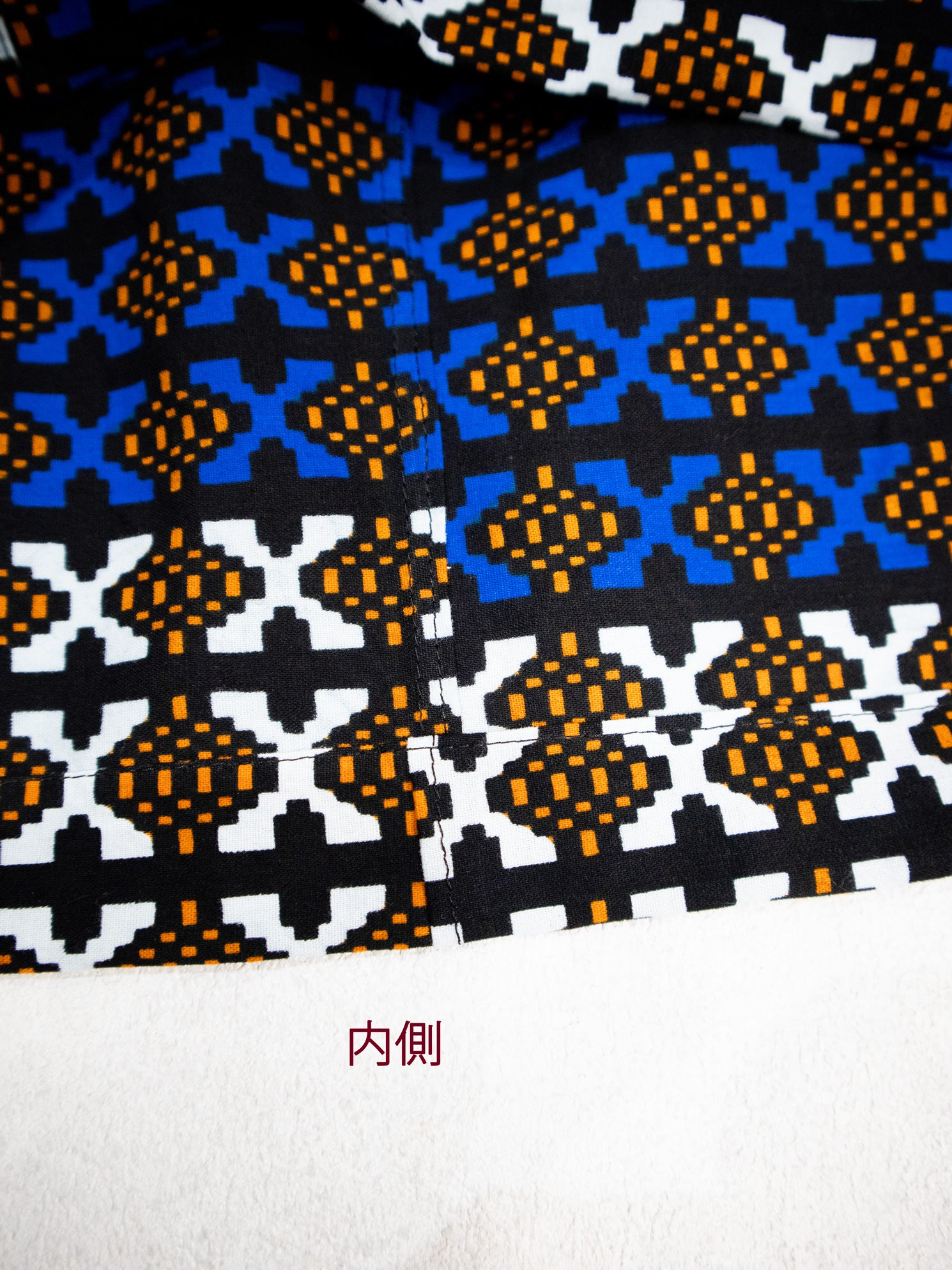 【Men's】アフリカンオープンカラーシャツ／WHITE&BLUEX