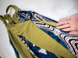 撥水サスペンダーワンピースPATCHWORK／KAH・BLUE