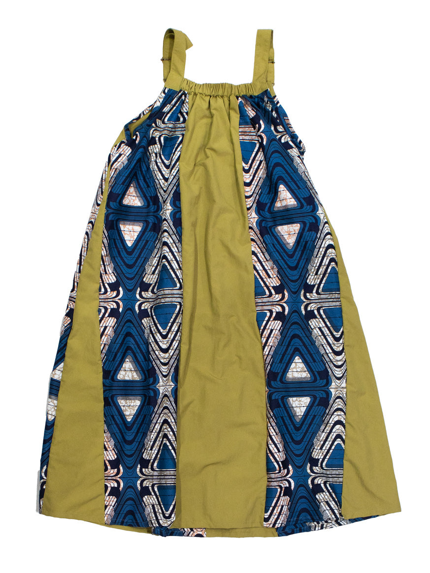 撥水サスペンダーワンピースPATCHWORK／KAH・BLUE