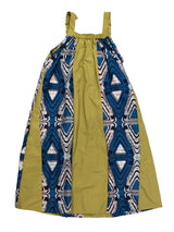 撥水サスペンダーワンピースPATCHWORK／KAH・BLUE