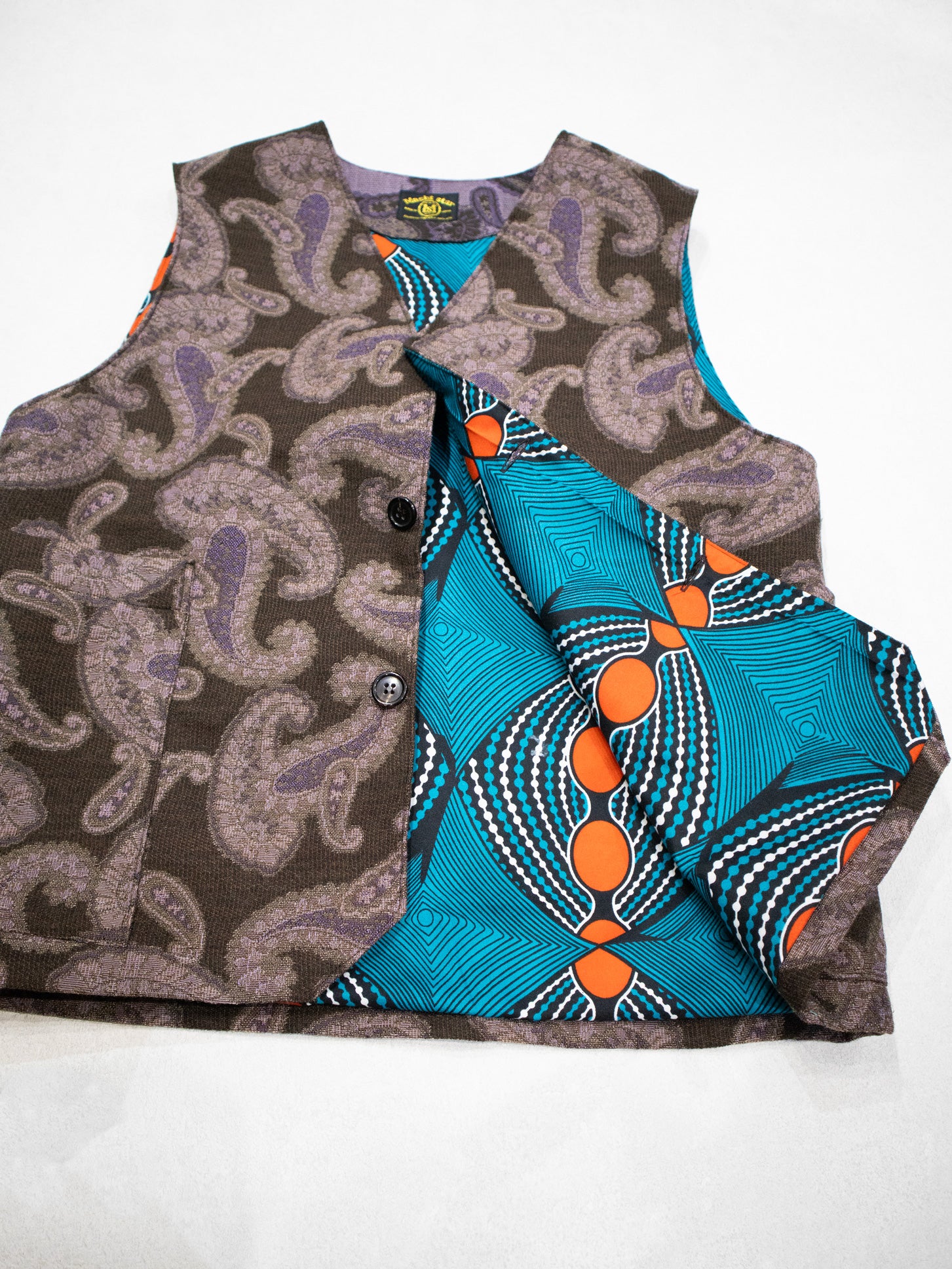 イタリア製ジャガード織VEST／BROWNPURPLE