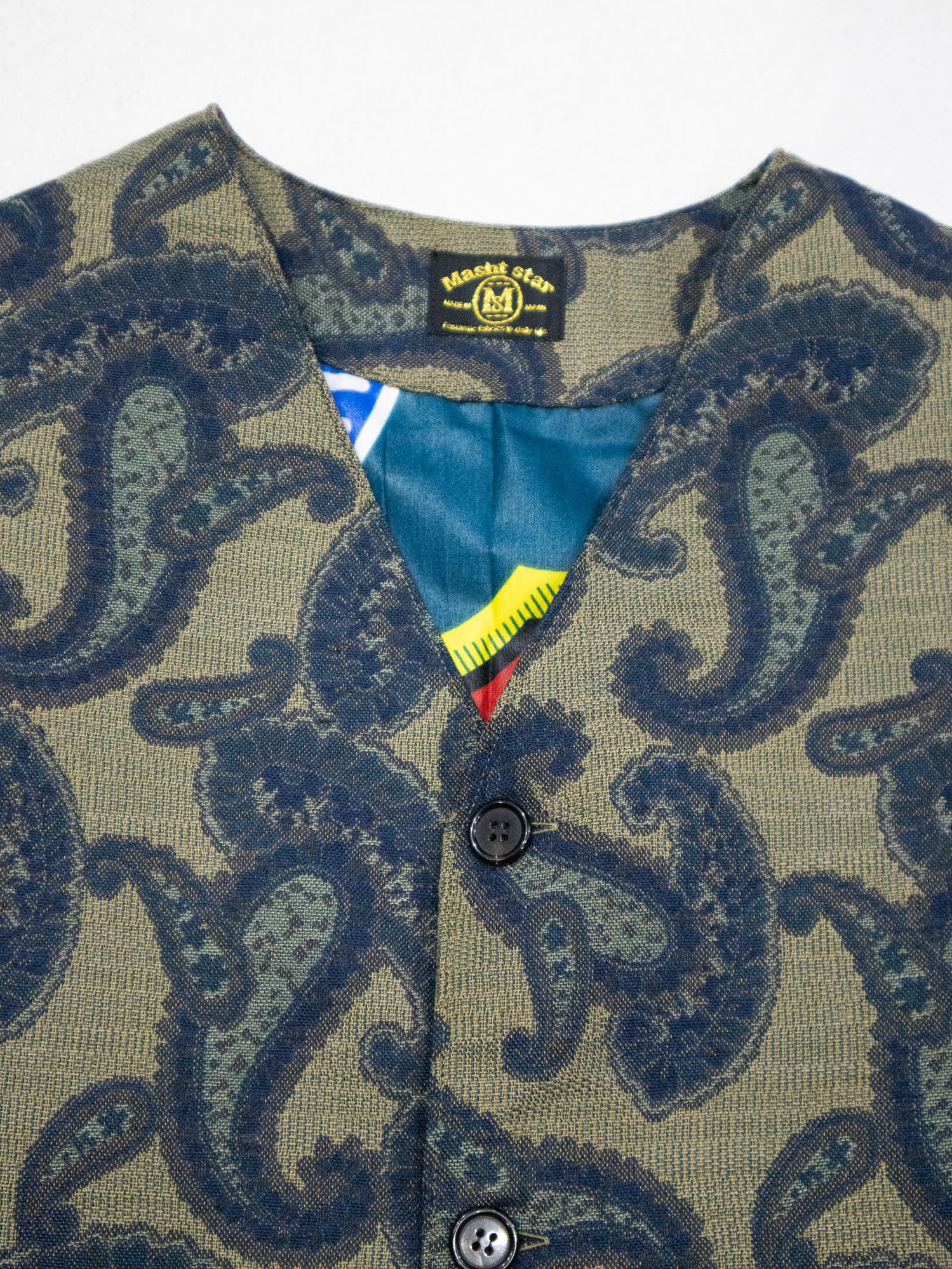 イタリア製ジャガード織VEST／KAHKIBLUE