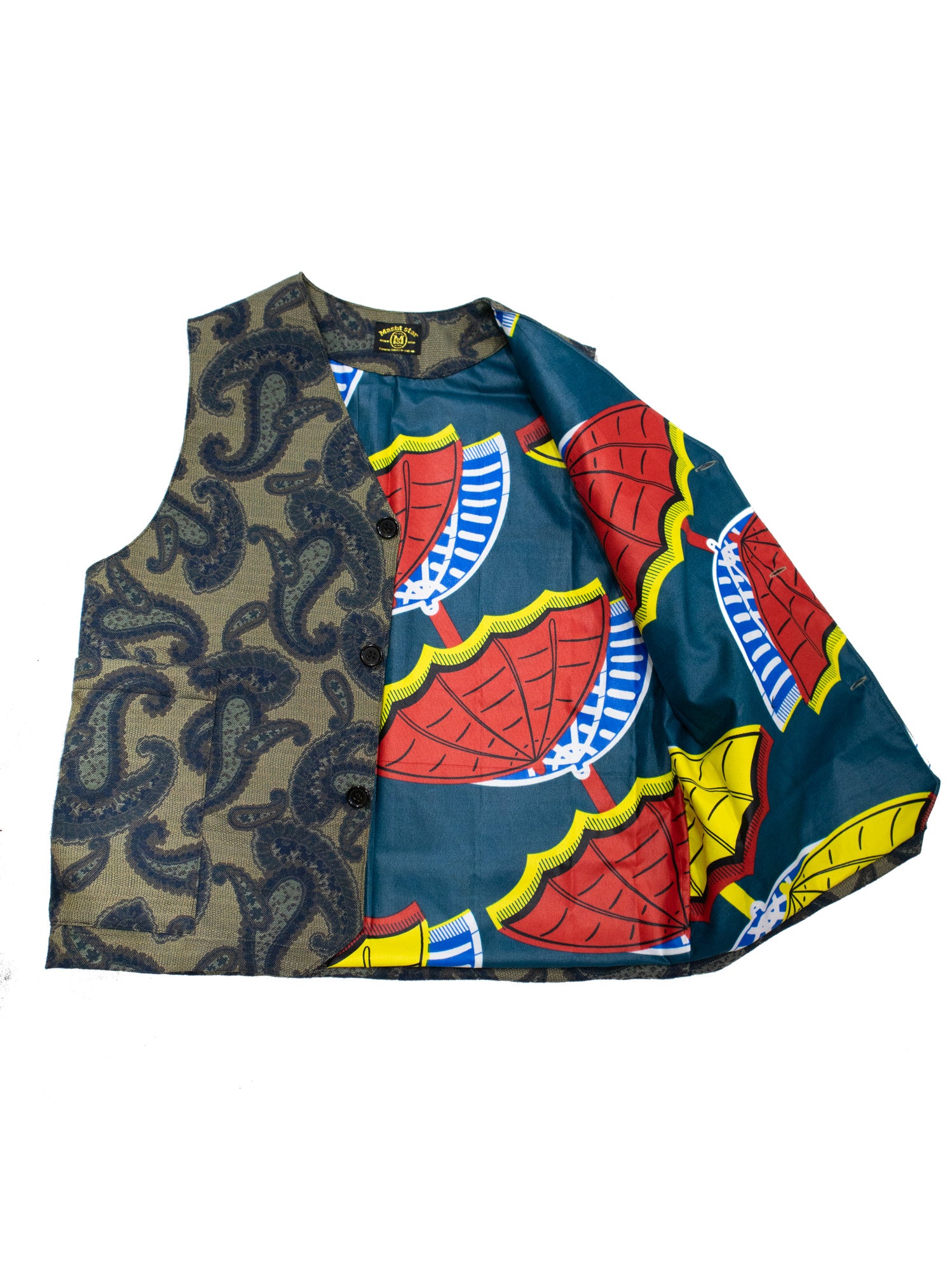 イタリア製ジャガード織VEST／KAHKIBLUE