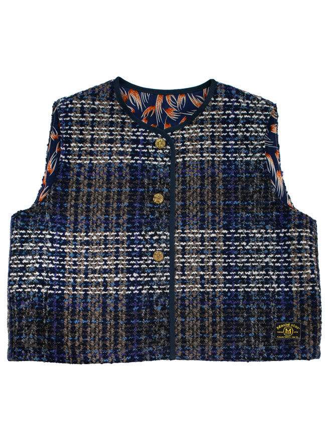 イタリア製生地のツィードベスト／BLUE