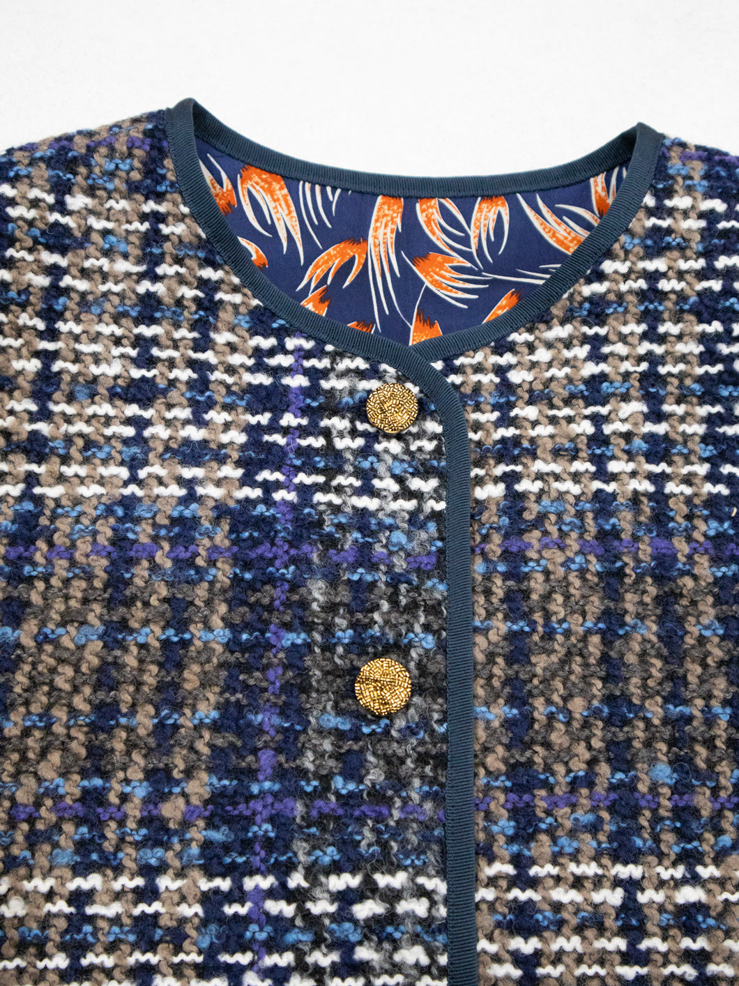 イタリア製生地のツィードベスト／BLUE