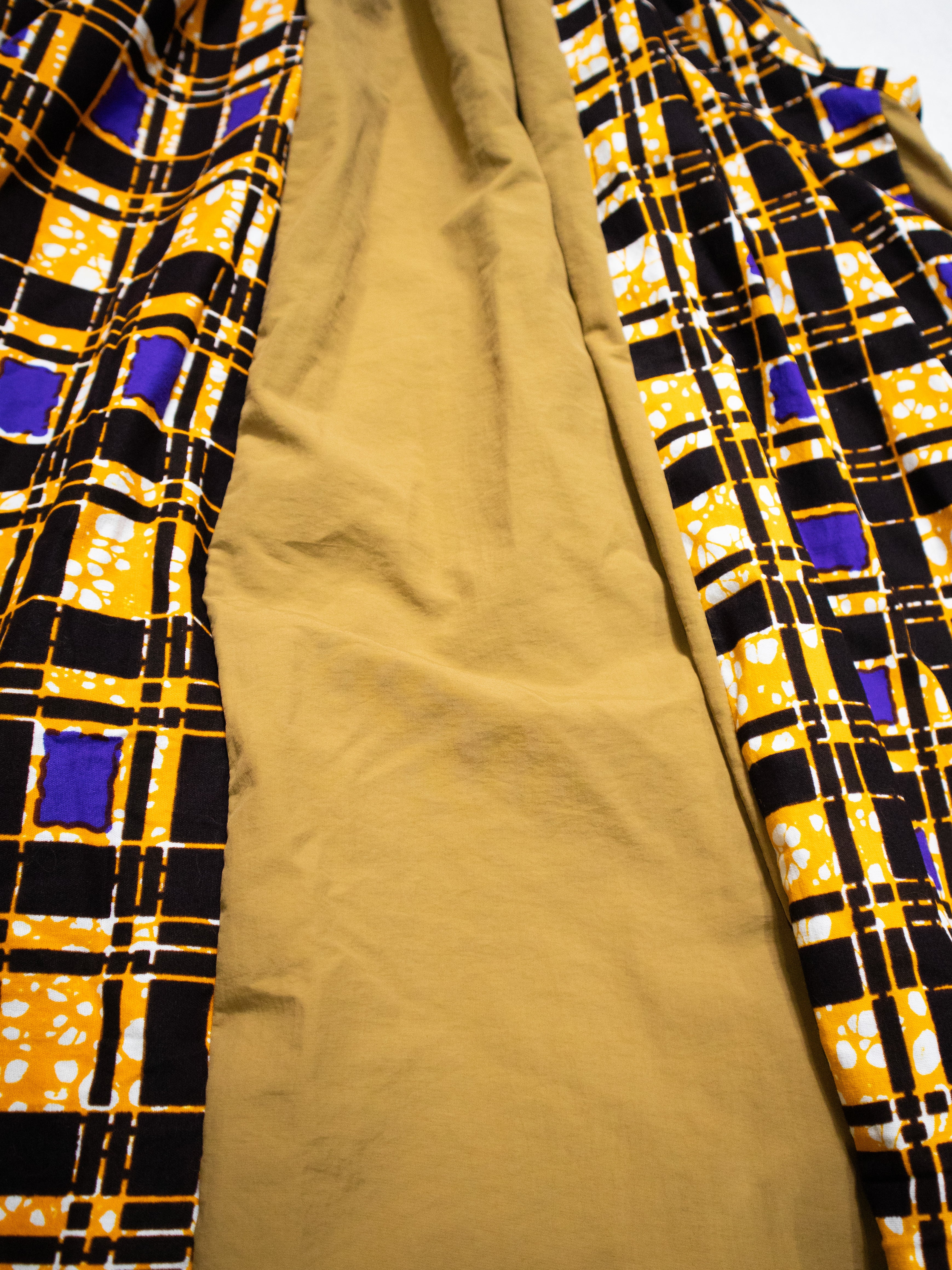 撥水サスペンダーワンピースPATCHWORK／YELPURCHECK