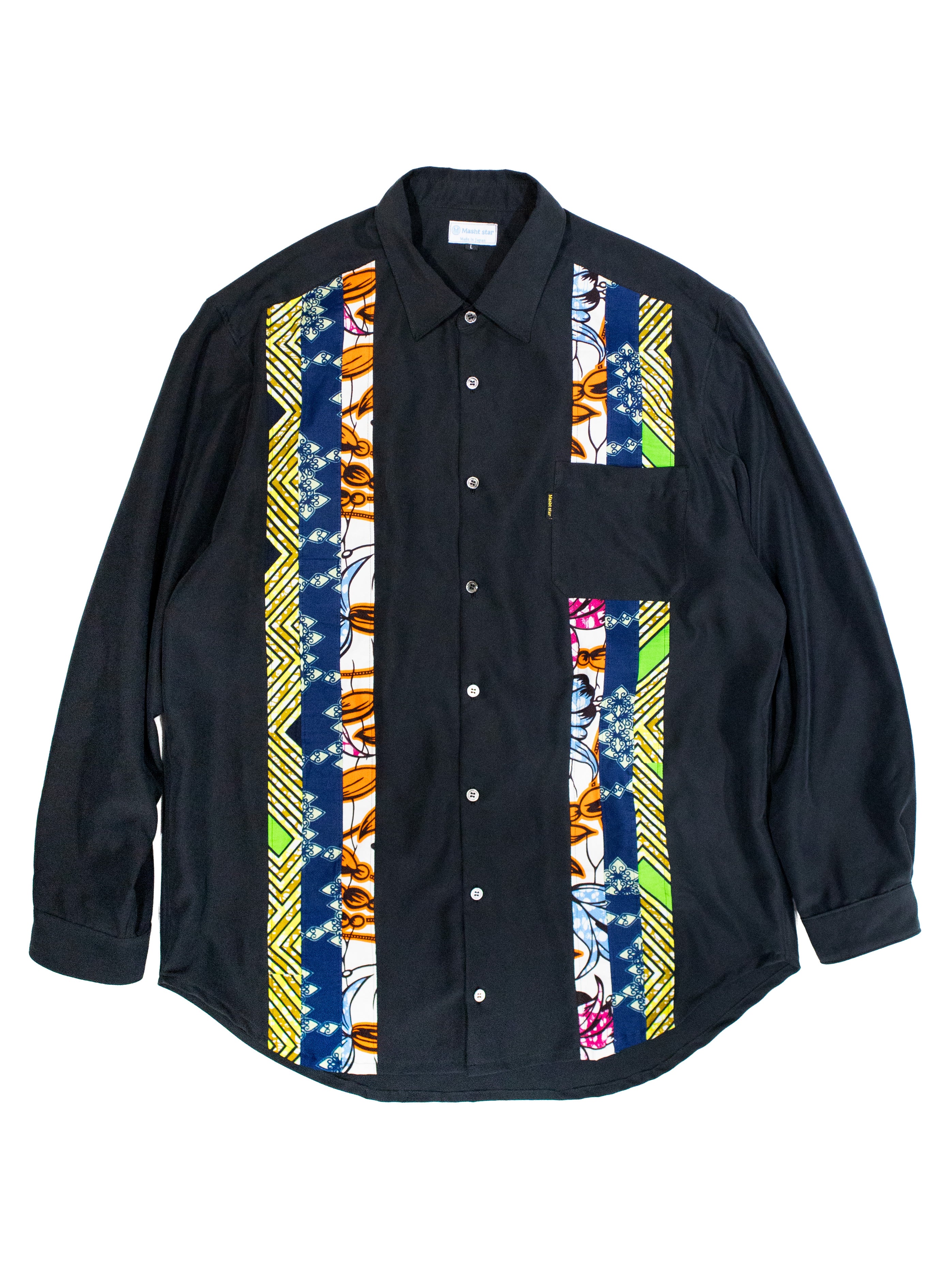 PATCHWORKパウダー長袖シャツ L size／BLACK