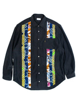 PATCHWORKパウダー長袖シャツ L size／BLACK