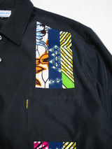PATCHWORKパウダー長袖シャツ L size／BLACK