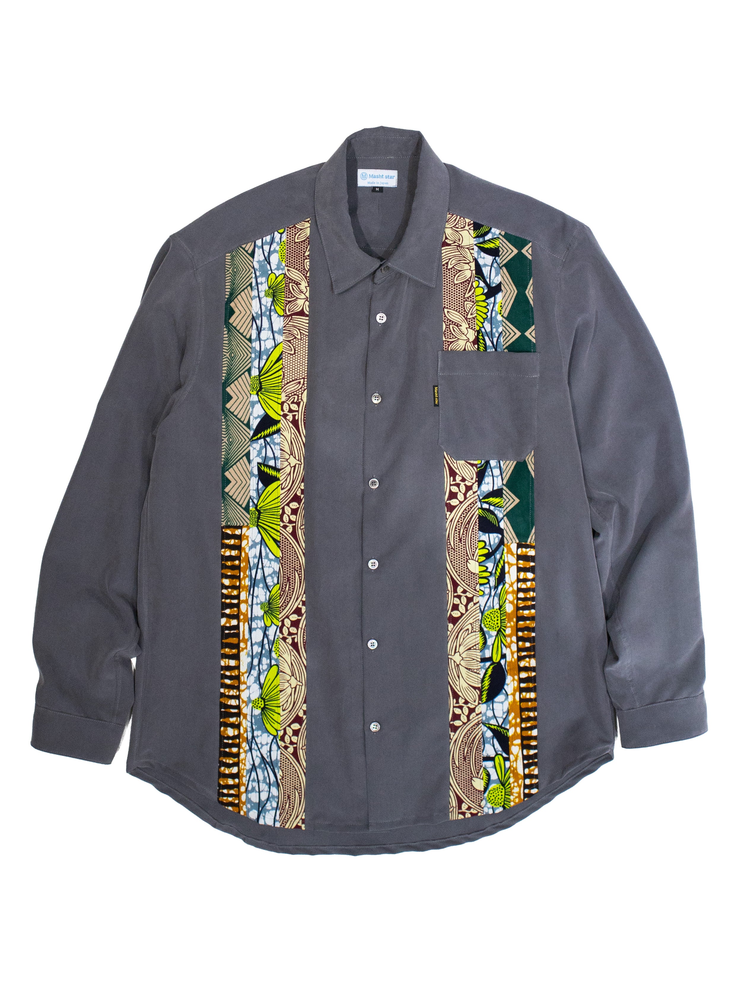 PATCHWORKパウダー長袖シャツ M size／GRAY