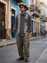 PATCHWORKパウダー長袖シャツ M size／GRAY