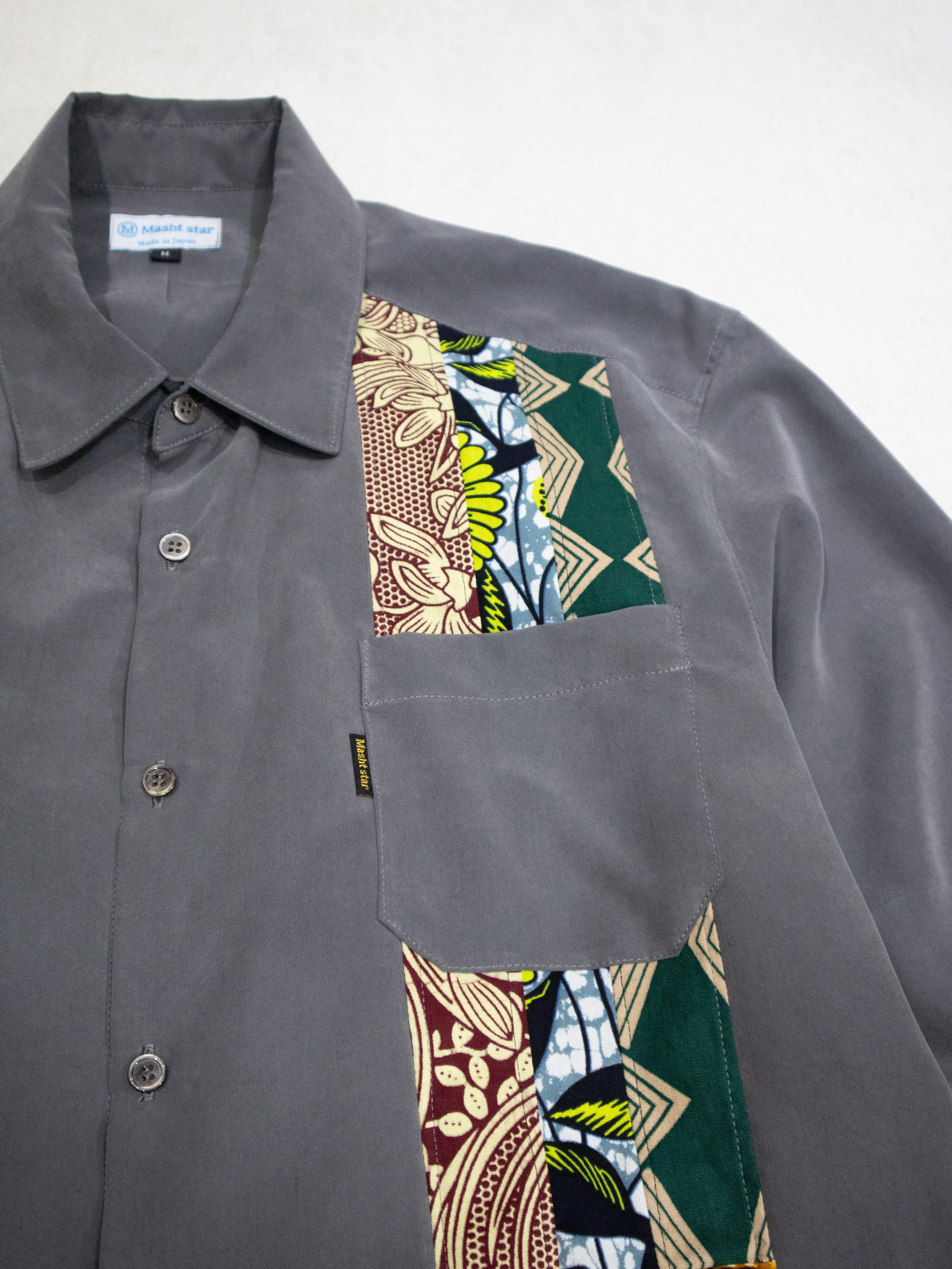 PATCHWORKパウダー長袖シャツ M size／GRAY