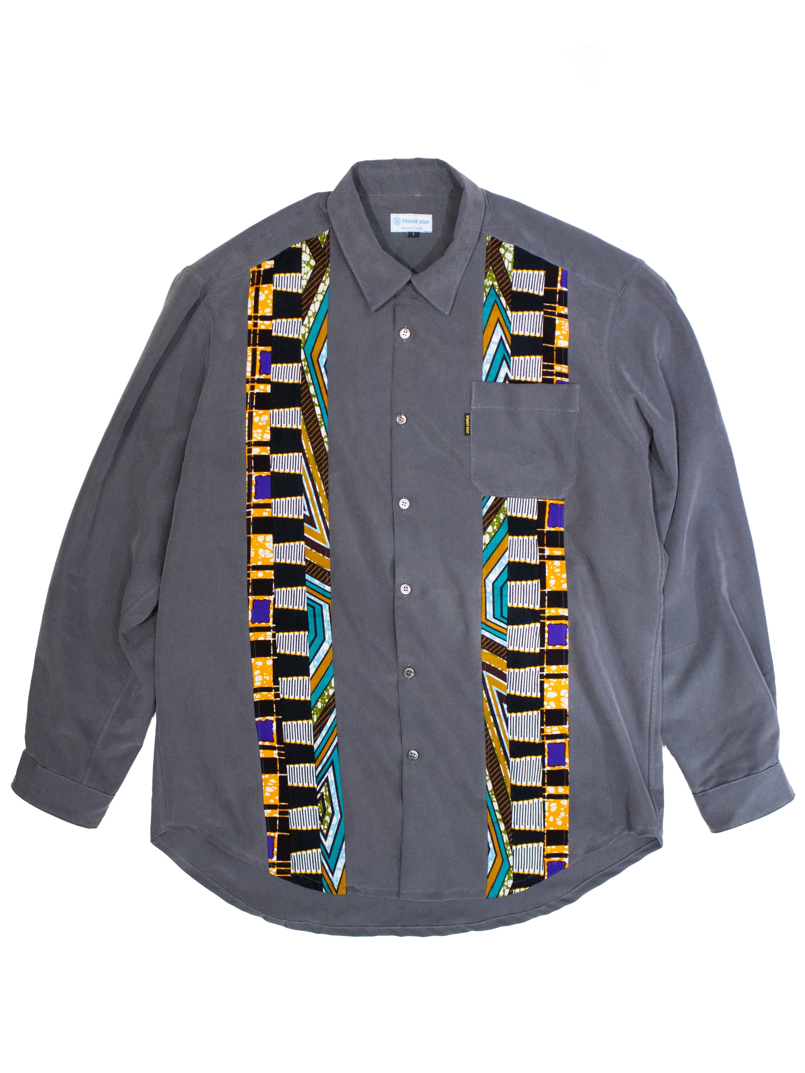 PATCHWORKパウダー長袖シャツ L size／GRAY