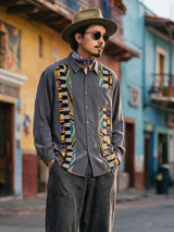 PATCHWORKパウダー長袖シャツ L size／GRAY