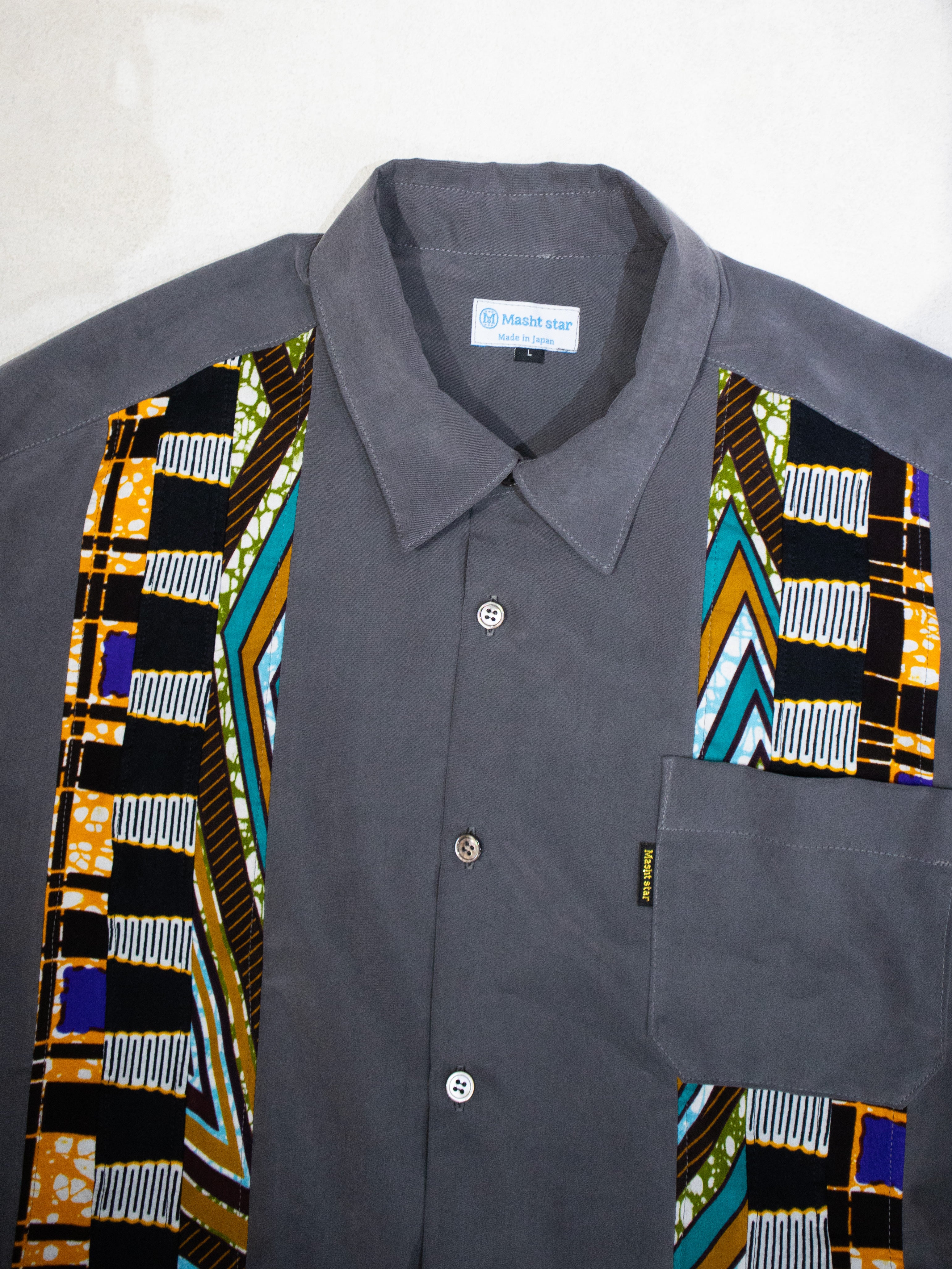 PATCHWORKパウダー長袖シャツ L size／GRAY