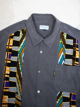 PATCHWORKパウダー長袖シャツ L size／GRAY