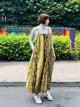撥水サスペンダーワンピースPATCHWORK／KAH・GOLD