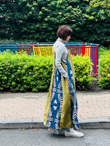 撥水サスペンダーワンピースPATCHWORK／KAH・BLUE