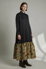 ウールワンピース／BROWN・FROWER