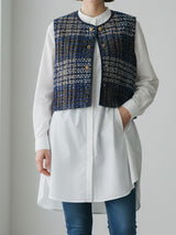 イタリア製生地のツィードベスト／BLUE