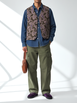 イタリア製ジャガード織VEST／BROWNPURPLE