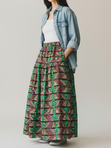 マキシ丈ティアードスカート／PINKSTEPS