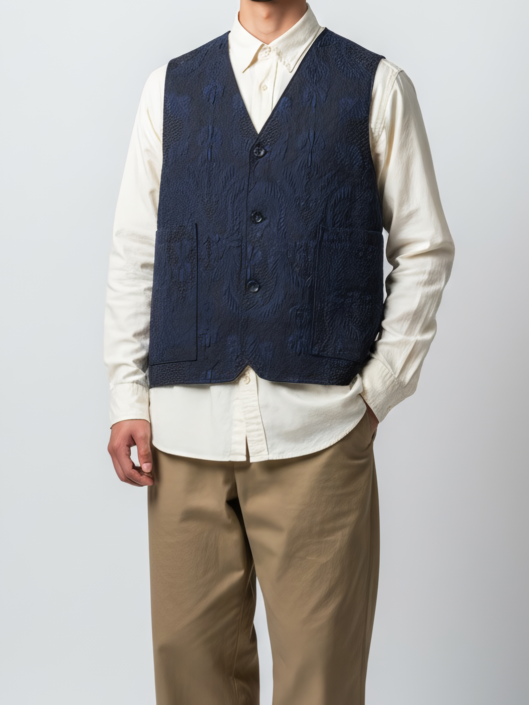 ヨーロッパ製ジャガード織VEST／BLUE