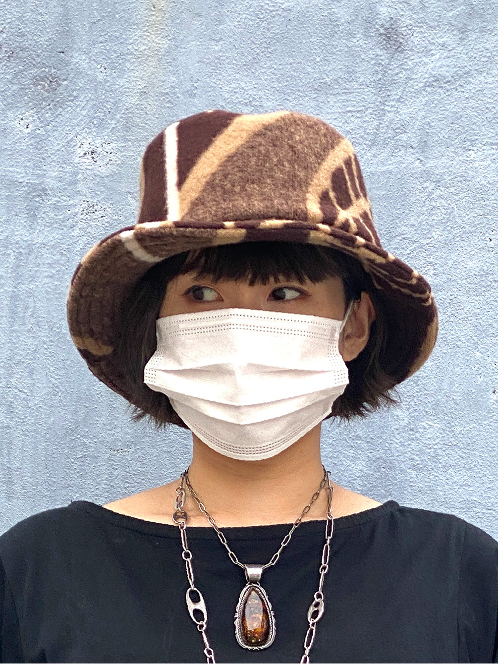 レソト 王国ブランケットで作ったハット／コーンブラウン